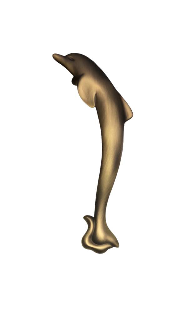 PULL HANDLE DOLPHIN MAT BRASS